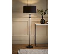 ValueLights Marissa Fabric Drum Shade with Black Stacked Ball Floor Lamp ValueLights Black