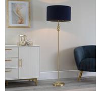 ValueLights | Gold Stacked Ball Single Stem Standing Floor Lamp with Navy Blue Drum Shade | Floor Lamps & Torchieres, Home Décor & Improvement Essential | Includes Bulb