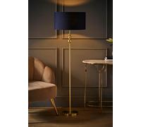 ValueLights | Gold Stacked Ball Single Stem Standing Floor Lamp with Navy Blue Drum Shade | Floor Lamps & Torchieres, Home Décor & Improvement Essential | Includes Bulb