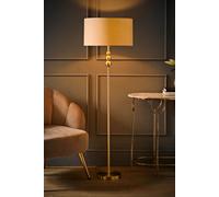 ValueLights | Gold Stacked Ball Single Stem Standing Floor Lamp with Natural Drum Shade | Floor Lamps & Torchieres, Home Décor & Improvement Essential | Includes Bulb