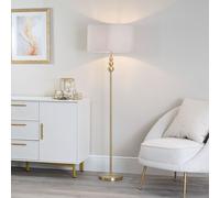 Marissa Fabric Drum Shade with Brushed Gold Stacked Ball Floor Lamp ValueLights Grey One Size