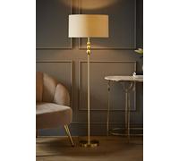 Marissa Fabric Drum Shade with Brushed Gold Stacked Ball Floor Lamp ValueLights Nude One Size