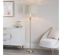 Marissa Fabric Drum Shade with Brushed Gold Stacked Ball Floor Lamp ValueLights Nude One Size