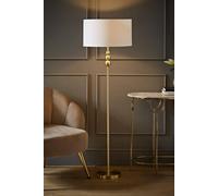 Valuelights Marissa Fabric Drum Shade With Brushed Gold Stacked Ball Floor Lamp In White White