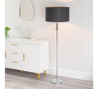 Marissa Fabric Drum Shade with Chrome Stacked Ball Floor Lamp ValueLights Black One Size