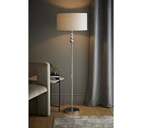 ValueLights Marissa Fabric Drum Shade with Chrome Stacked Ball Floor Lamp in Grey ValueLights Grey