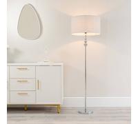 ValueLights | Silver Chrome Stacked Ball Single Stem Standing Floor Lamp with Grey Drum Shade | Floor Lamps & Torchieres, Home Décor & Improvement Essential