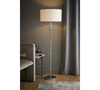Valuelights Marissa Fabric Drum Shade With Chrome Stacked Ball Floor Lamp In White White
