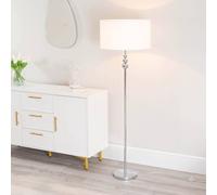 ValueLights | Silver Chrome Stacked Ball Single Stem Standing Floor Lamp with White Drum Shade | Floor Lamps & Torchieres, Home Décor & Improvement Essential