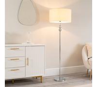 ValueLights | Silver Chrome Stacked Ball Single Stem Standing Floor Lamp with Natural Drum Shade | Floor Lamps & Torchieres, Home Décor & Improvement Essential | Includes Bulb