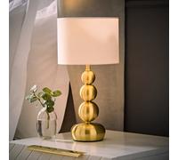ValueLights | Gold Stacked Ball Bedside Light Table Lamp with Drum Shade | Home Décor, Bedside & Desk Lamp | Includes Bulb