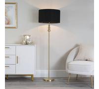 ValueLights | Gold Stacked Ball Single Stem Standing Floor Lamp with Black Drum Shade | Floor Lamps & Torchieres, Home Décor & Improvement Essential | Includes Bulb