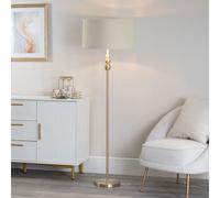 ValueLights | Gold Stacked Ball Single Stem Standing Floor Lamp with Natural Drum Shade | Floor Lamps & Torchieres, Home Décor & Improvement Essential | Includes Bulb