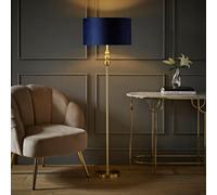 Valuelights Marissa Gold Stacked Ball Floor Lamp With Navy Blue Velvet / Gold Inner Shade