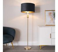 Marissa Gold Stacked Ball Floor Lamp with Velvet Drum with Gold Inner Shade ValueLights Black One Size