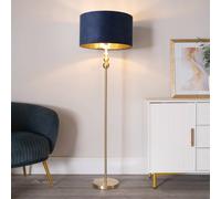 Marissa Gold Stacked Ball Floor Lamp with Velvet with Gold Inner Shade & Bulb ValueLights Dark Navy One Size
