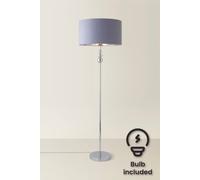 ValueLights | Silver Chrome Stacked Ball Single Stem Standing Floor Lamp with Grey/Chrome Shade | Floor Lamps & Torchieres, Home Décor & Improvement Essential | Includes Bulb