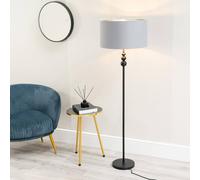 Marissa Grey and Metallic Chrome Shade with Black Stacked Ball Floor Lamp ValueLights Grey One Size