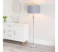 ValueLights | Silver Chrome Stacked Ball Single Stem Standing Floor Lamp with Grey/Chrome Shade | Floor Lamps & Torchieres, Home Décor & Improvement Essential | Includes Bulb