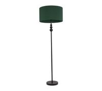 Valuelights Marissa Matt Black Stacked Ball Floor Lamp With Forest Green Drum Shade - Led Bulb Included