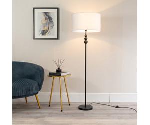 Valuelights Marissa Matt Black Stacked Ball Floor Lamp With White Drum Shade - Led Bulb Included