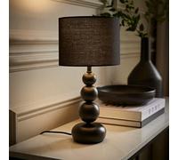 Valuelights Marissa Matte Black Stacked Ball Bedside Light Table Lamp With Drum Shade