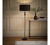 Valuelights Marissa Matte Black Stacked Ball Floor Lamp With Black Drum Shade