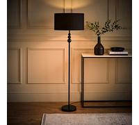 Valuelights Marissa Matte Black Stacked Ball Floor Lamp With Black Drum Shade - Led Bulb Included