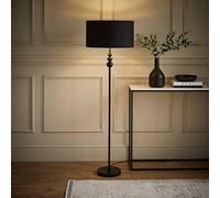 Valuelights Marissa Matte Black Stacked Ball Floor Lamp With Black/gold Shade