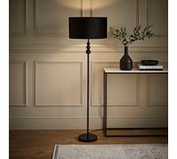 Valuelights Marissa Matte Black Stacked Ball Floor Lamp With Black Velvet Shade