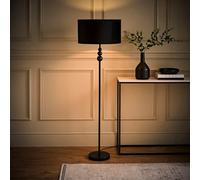 Valuelights Marissa Matte Black Stacked Ball Floor Lamp With Black Velvet Shade - Led Bulb Included