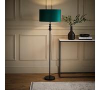 Valuelights Marissa Matte Black Stacked Ball Floor Lamp With Forest Green Velvet Shade