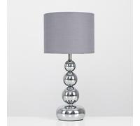 MiniSun | Modern Polished Chrome Stacked Ball Table Lamps with Grey Shades | Table Lamps, Home Décor & Improvement Essential | Set of 2
