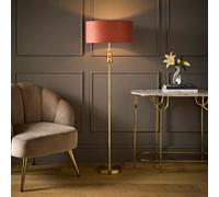 Valuelights Marissa Pink Velvet Squat Shade Brushed Gold Floor Lamp