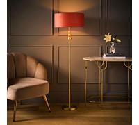 ValueLights Marissa Velvet Squat Drum Shade Metal Stacked Ball Floor Lamp & Bulb in Pink ValueLights Pink