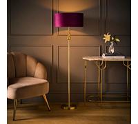 Valuelights Marissa Plum Velvet Squat Shade Brushed Gold Floor Lamp And Bulb