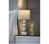 MiniSun | Modern Polished Chrome Stacked Ball Table Lamp with a Grey Faux Silk Shade | Table Lamps, Home Décor & Improvement Essential