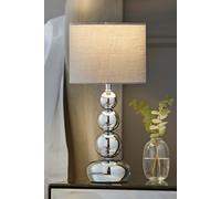 MiniSun | Modern Polished Chrome Stacked Ball Table Lamp with a Grey Faux Silk Shade | Table Lamps, Home Décor & Improvement Essential