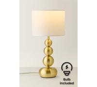 ValueLights | Gold Stacked Ball Bedside Light Table Lamp with Drum Shade | Home Décor, Bedside & Desk Lamp | Includes Bulb