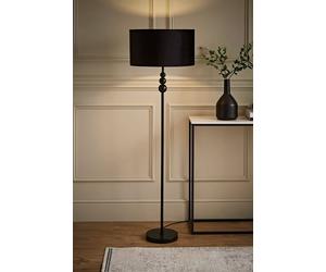 Valuelights Marissa Velvet Drum Shade With Black Stacked Ball Floor Lamp Black