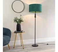 Valuelights Marissa Velvet Drum Shade With Black Stacked Ball Floor Lamp In Bottle Green Bottle Green One Size