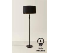 Valuelights Marissa Velvet Drum Shade With Black Stacked Ball Floor Lamp With Led Bulb Black
