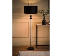 ValueLights | Matt Black Stacked Ball Single Stem Standing Floor Lamp with Black Velvet Shade | Floor Lamps & Torchieres, Home Décor & Improvement Essential | Includes Bulb