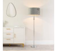 Valuelights Marissa Velvet Drum Shade With Chrome Stacked Ball Floor Lamp In Grey Grey One Size