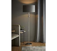 Marissa Velvet Drum Shade with Chrome Stacked Ball Floor Lamp ValueLights Grey One Size