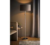 ValueLights | Silver Chrome Stacked Ball Single Stem Standing Floor Lamp with Grey Velvet Shade | Floor Lamps & Torchieres, Home Décor & Improvement Essential | Includes Bulb