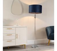 Valuelights Marissa Velvet Drum Shade With Chrome Stacked Ball Floor Lamp With Led Bulb In Navy Navy One Size