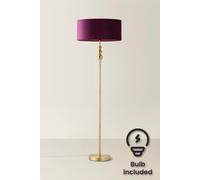 Valuelights Marissa Plum Velvet Squat Shade Brushed Gold Floor Lamp And Bulb