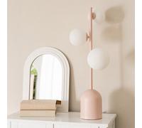 Valuelights Marlow Blush Pink 3 Way Bedside Table Lamp With Glass Globe Lampshades Living Room Bedroom Light