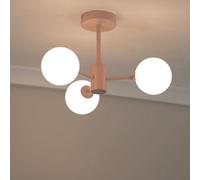 Valuelights Marlow Blush Pink 3 Way Ceiling Light With White Frosted Glass Globe Lampshades - Led Bulbs Included